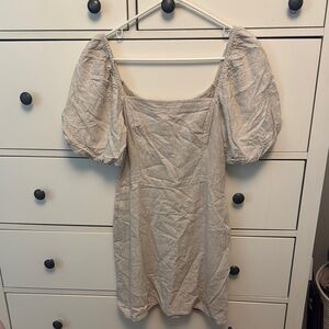 Abercrombie & Fitch Puff Sleeve Beige Summer Dress